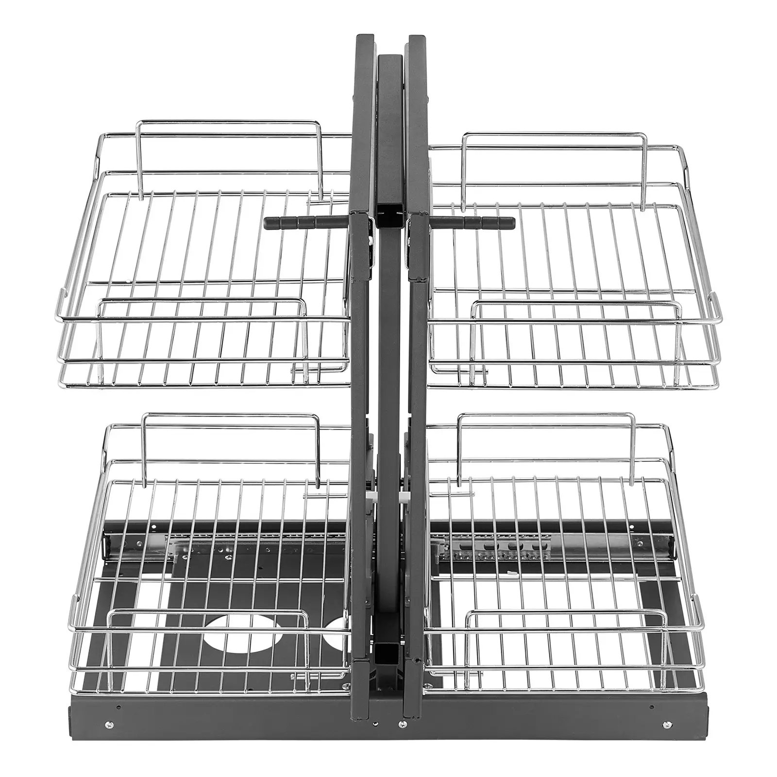 2-Tier 4-Shelf Chrome Blind Corner Pull-Out Organizer – Kitchen Cabinet Basket