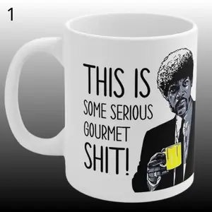 Serious Gourmet Coffee Quote Pulp Fiction Mug, 2 Sides, Funny Movie Pulp Fiction Meme Gift, Retro Cinema Fan Cup 11oz