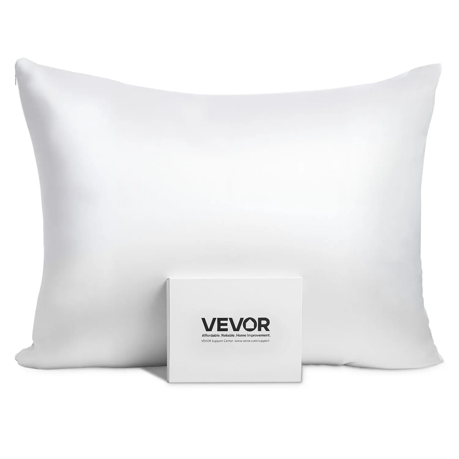 【SummerFinds】VEVOR 100% Pure Mulberry Silk Pillowcase, 20in x 26in Standard Size, Anti-Allergic, Soft, Smooth, Breathable, Hidden Zipper, Solid White Bedding for Hair and Skin