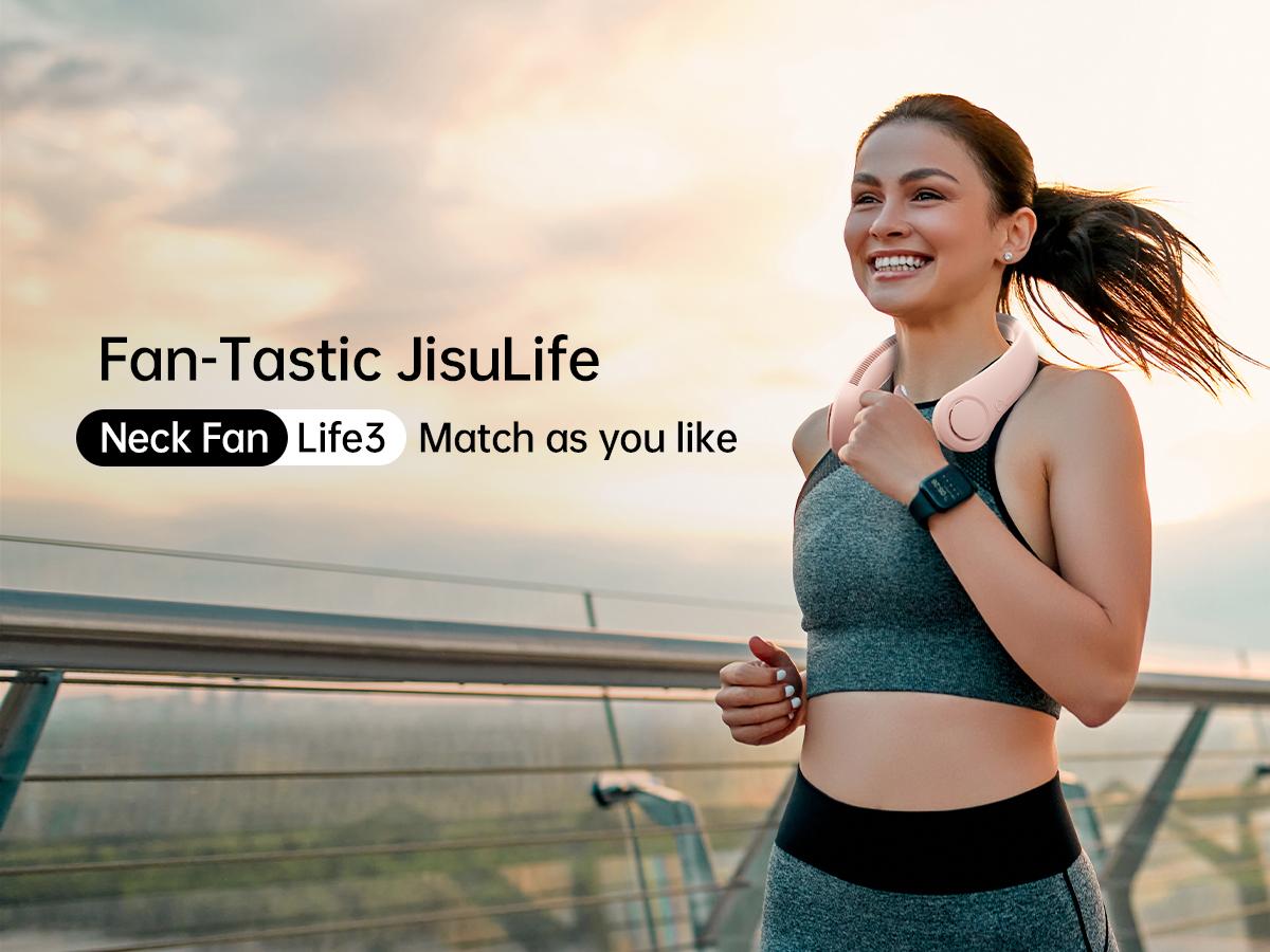 Jisulife Portable Neck fan Hands Free Bladeless Fan 4000mAh Battery Operated Wearable Personal Fan Rechargeable 3 Speeds Gifts for Women Men