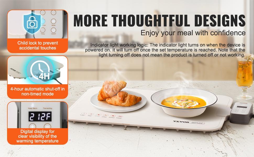 VEVOR Electric Warming Tray Rollable Food Warming Mat w/ Temp Control for Buffet