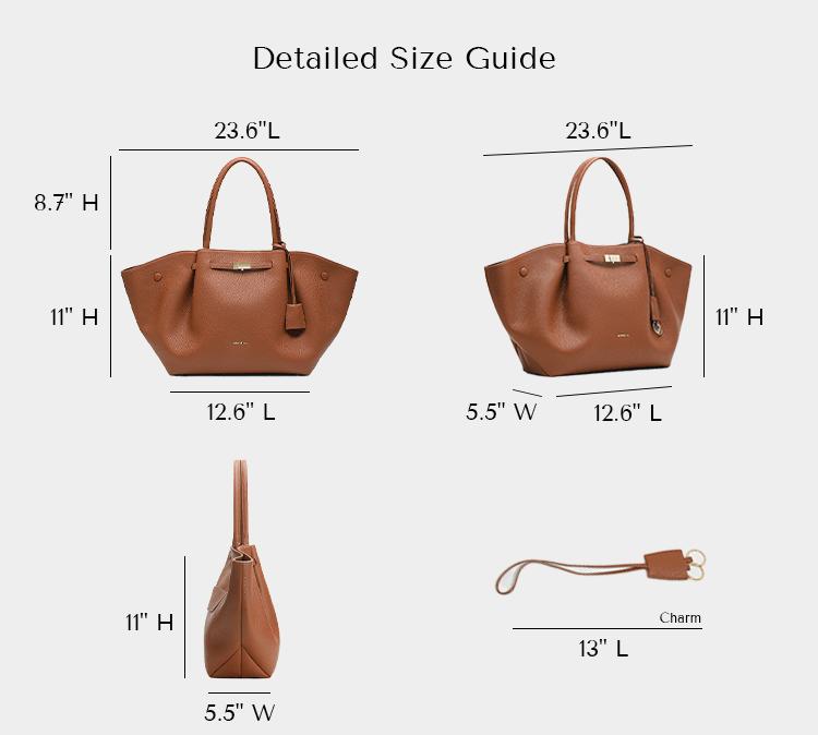 NEWBELLA Marella Top Handle Tote Bags - Elegant PU Leather Tote with Detachable Charm & Magnetic Closure System for Everyday Use 23.6" x 12.6" x 5.5" x 11" SpringStatements