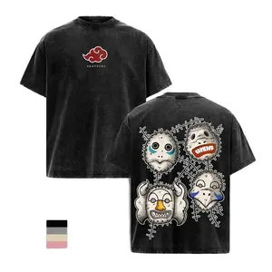 NRT Kakuzu Akatsuki Vintage Washed Oversized T-Shirt, Double Printed Graphic Anime Tee, Heavy Cotton Unisex Streetwear Shirt, Manga Merch Gift