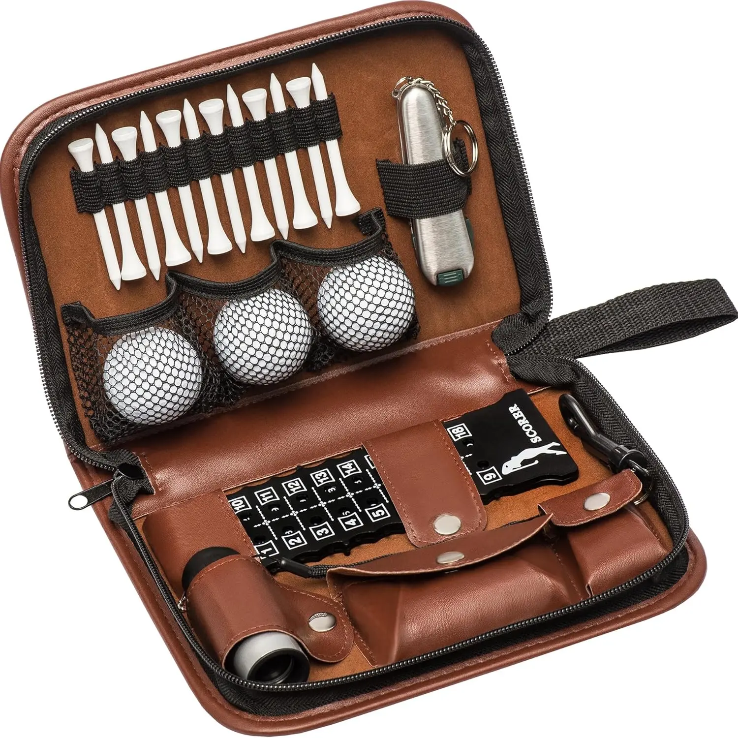 Men's Golf Accessory Set, High-End Golf Accessory Kit Including Case, Balls, Rangefinder, Tees, Brush, Multifunctional Divot Knife, Scorer, Ball Clamp, Women's Golf Accessories