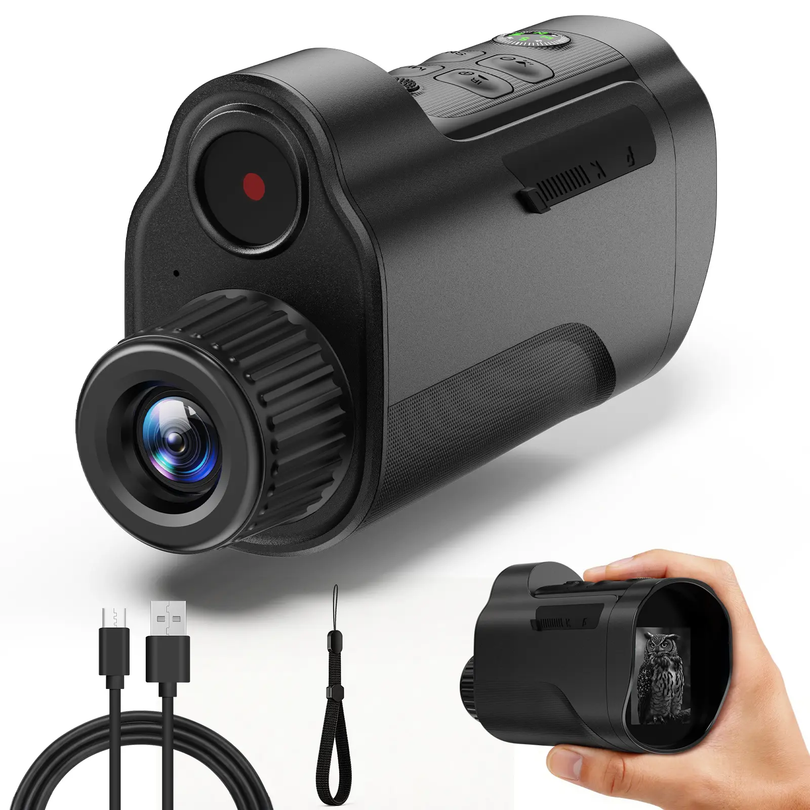 ASPOVEN Night Vision Monocular, 2'' HD Screen Infrared Binoculars with Compass for Photos and Videos, Perfect for Adults Outdoor Camping and Wildlife Observation