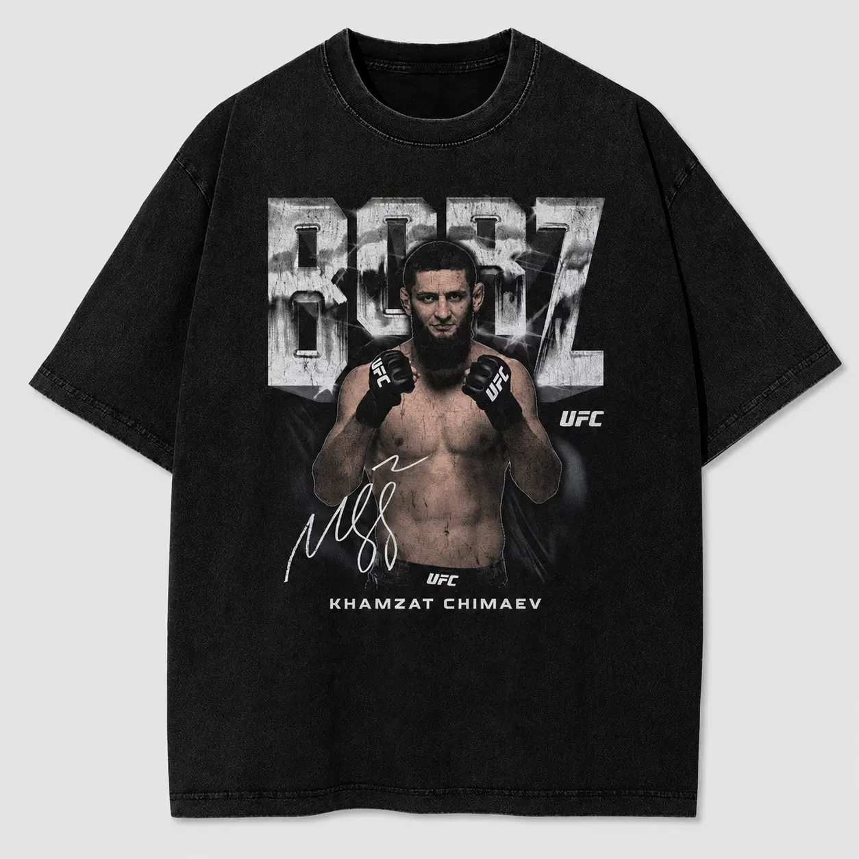 UFC Graphic TShirt Khamzat Chimaev Borz Signature Design Vintage Wash Retro Oversized Fit MMA Streetwear for Fans