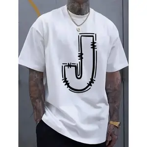 casual T-shirt with fashionable J-letter print - breathable and comfortable, suitable for spring and summer Clothes Women Loose Streetwear Oversized Tshirt Gamis  Tropical Crewneck Bestie Shortsleeve Graphic