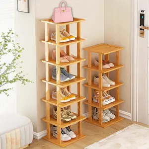 Shoe Rack 5 Tier- Vertical Shoe Rack for Small Spaces, Tall Narrow Shoe Rack Organizer for Closet Entryway Corner Garage and Bedroom,Skinny Shoe Shelf with Free Stackable DIY