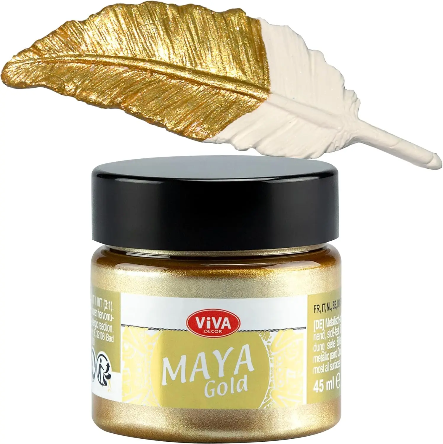 Viva Decor Maya Gold Shiny Metallic Acrylic Paint Tubes - 1.52 Fl Oz Rose Gold/Copper, Acrylic Base, Impact-Resistant, Smudge-Proof, Weatherproof, Long-Lasting, Rich Pigmentation, Deep Colors, for Wood/Glass, Office Stationery & Art Supplies, Acrylic Pain