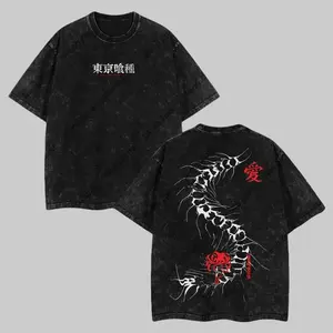 Limited Edition Centipede Kaneki Ken - Tokyo Ghoul Anime Double Printed Oversize Lightweight Acid Washed Graphic Tee, Gift For anime lover