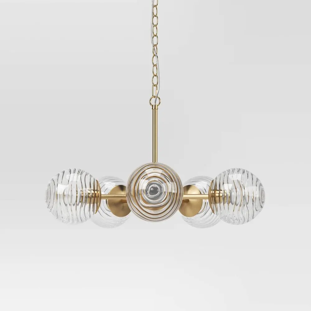 Glass Orb Ceiling Chandelier - Threshold: 5-Light Modern Fixture UL Listed Metal & Glass