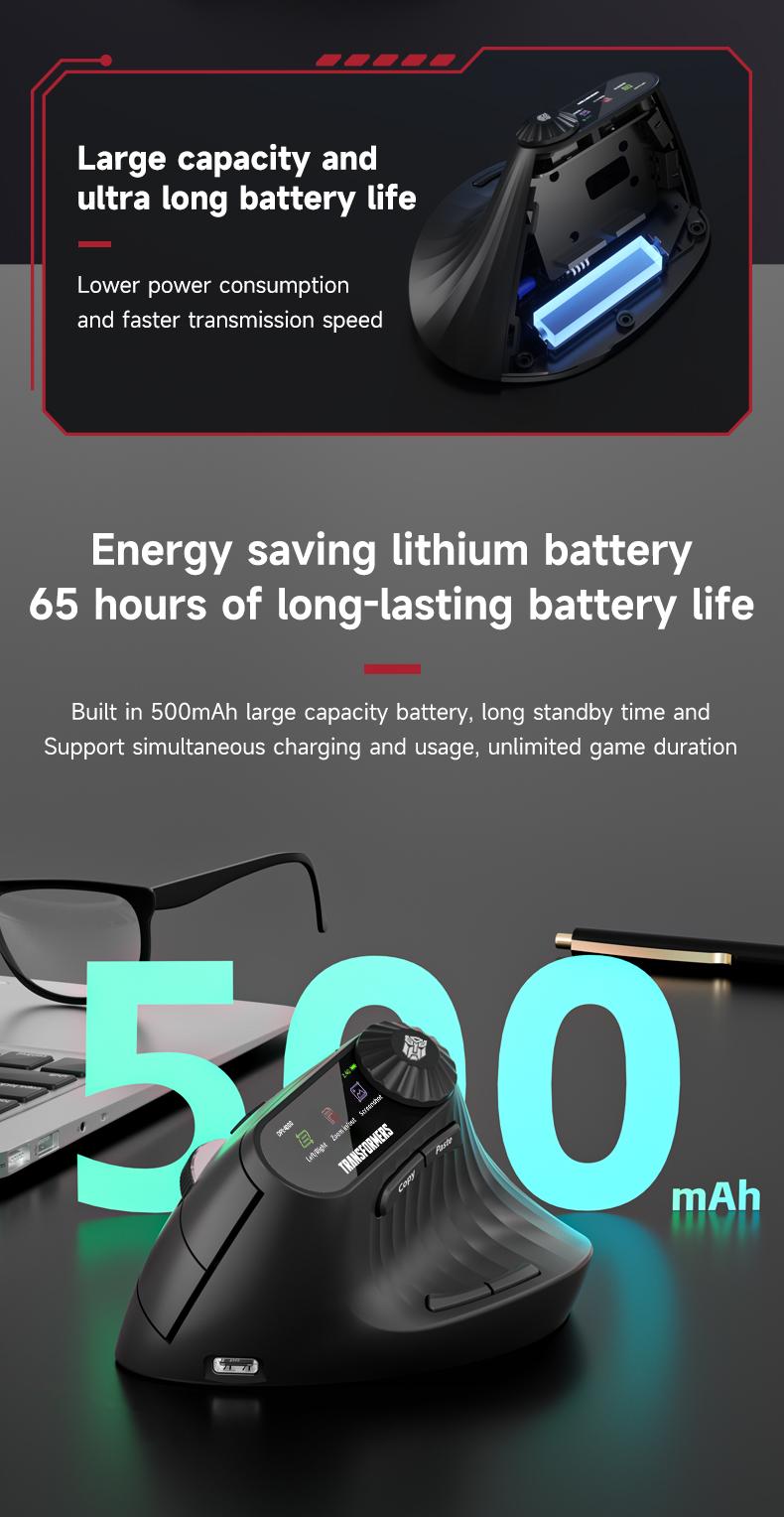 Transformers TF-VM01 Vertical Wireless Bluetooth Dual-Mode Silent Mouse for Medium & Large Hands Rechargeable Portable Ergonomic Design Black Efficient Performance Enhance Productivity TikTokShopHolidayHaul