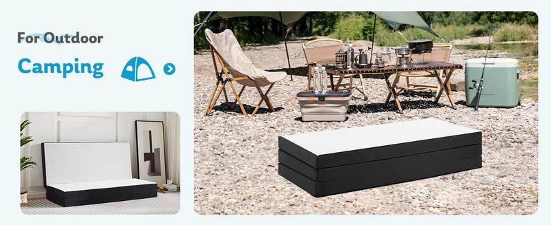 Tri-fold Memory Foam Mattress -Portable Foldable Mat, Collapsible and Washable Cover with CertiPUR-US Certified, for Travel & Camping & Yoga mattress