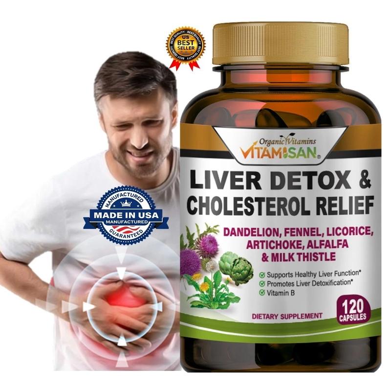 Liver Cleanse & Detox Support Supplement 1600mg with 120 caps + Milk Thistle