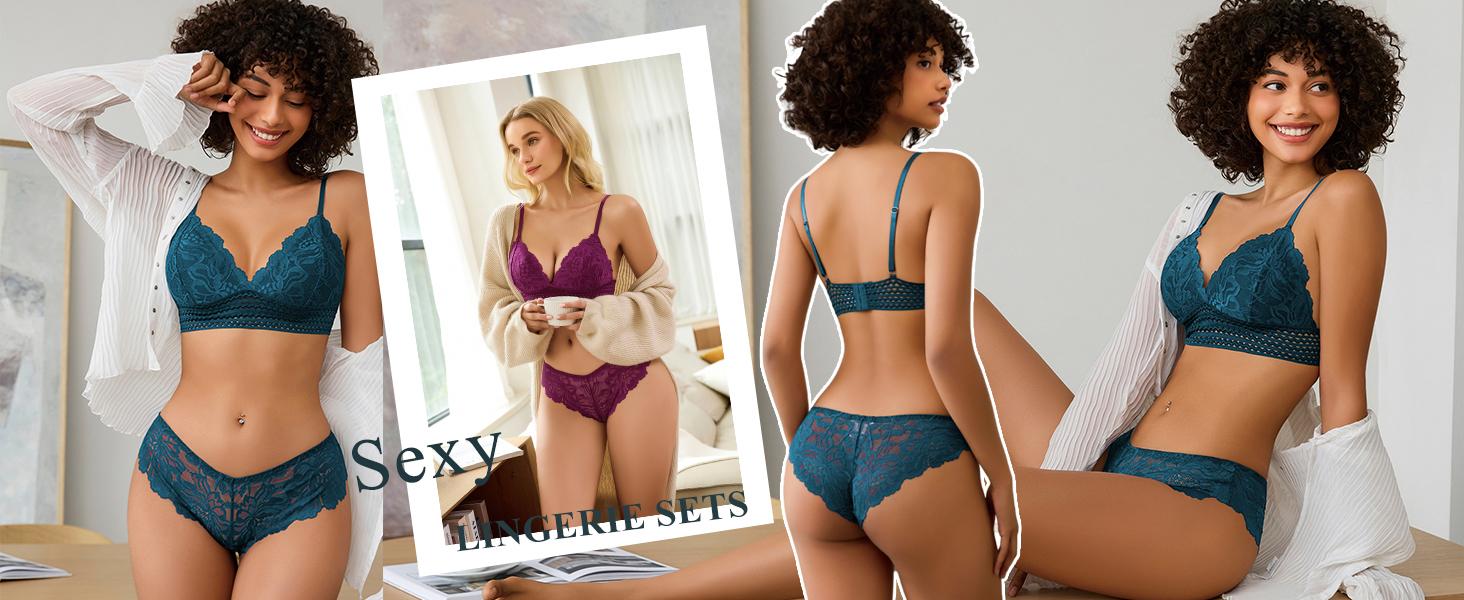 Avidlove Lingerie Set for Women Lace Bra and Panty Sets 2 Piece Lace Bralette Set