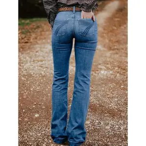 Women's High-Waisted Flare Jeans - Non-See-Through Cowboy Bootcut Pants, Machine Washable All-Season Jeans for Everyday & Formal Outfits - Western Ranch Style Jeans for Women Can be used with raincoat