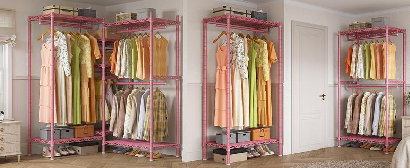 Raybee Clothes Rack Heavy Duty Clothing Rack Load 905LBS Clothing Racks for Hanging Clothes Rack Metal Garment Rack Heavy Duty Clothes Rack Free Standing Wardrobe Closet Organiser Hangable, 77" Hx75 Wx17.8 D