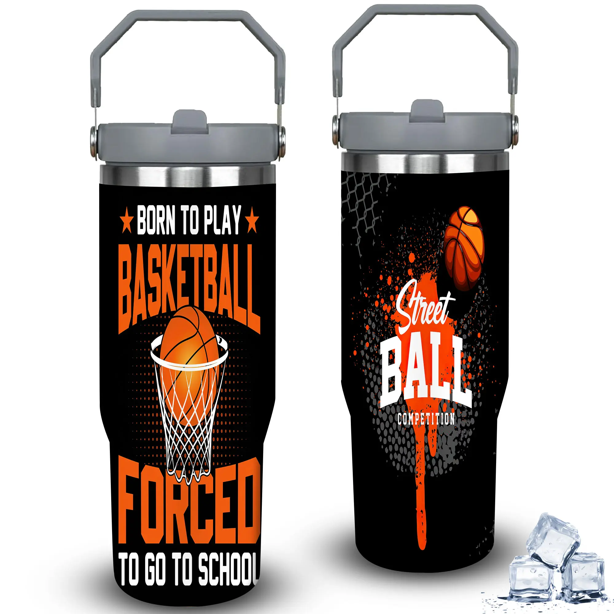 1pc 30oz Insulated Street Basketball Competition Tumbler with Lid, Vacuum Flask for Women, Travel Coffee Mug, Unique Gift for Halloween, Birthday Occasions