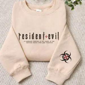 Resident Evil Timeline Embroidered Sweatshirt&Hoodie: Umbrella Corporation Hoodie, Leon Kennedy Shirt, Horror Game Merch, Gamer Gift