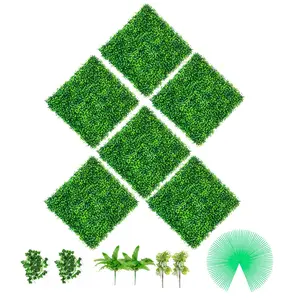 Artificial Boxwood Panels 6-Pack, 20x20 Inches Hedge Wall Panels, PE Plastic Grass Backdrop Wall for Privacy, Outdoor and Indoor Decoration, Garden Fence, Balcony, Patio, Backyard Privacy Screen, Realistic Green Foliage