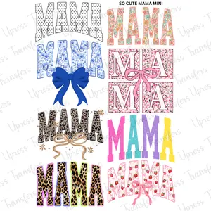 So Cute Mama Mini DTF Transfer Gang Sheet 24.5" x 36" Direct To Film for DIY Enthusiasts Vibrant Custom Options Cozy Handmade Aesthetic Pink Green Christmas Design