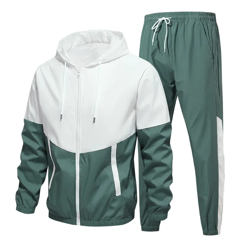 Trendy Two-Piece Colorblock Tracksuit Lightweight Hoodie + Joggers Perfect for Workouts & Running Around Town