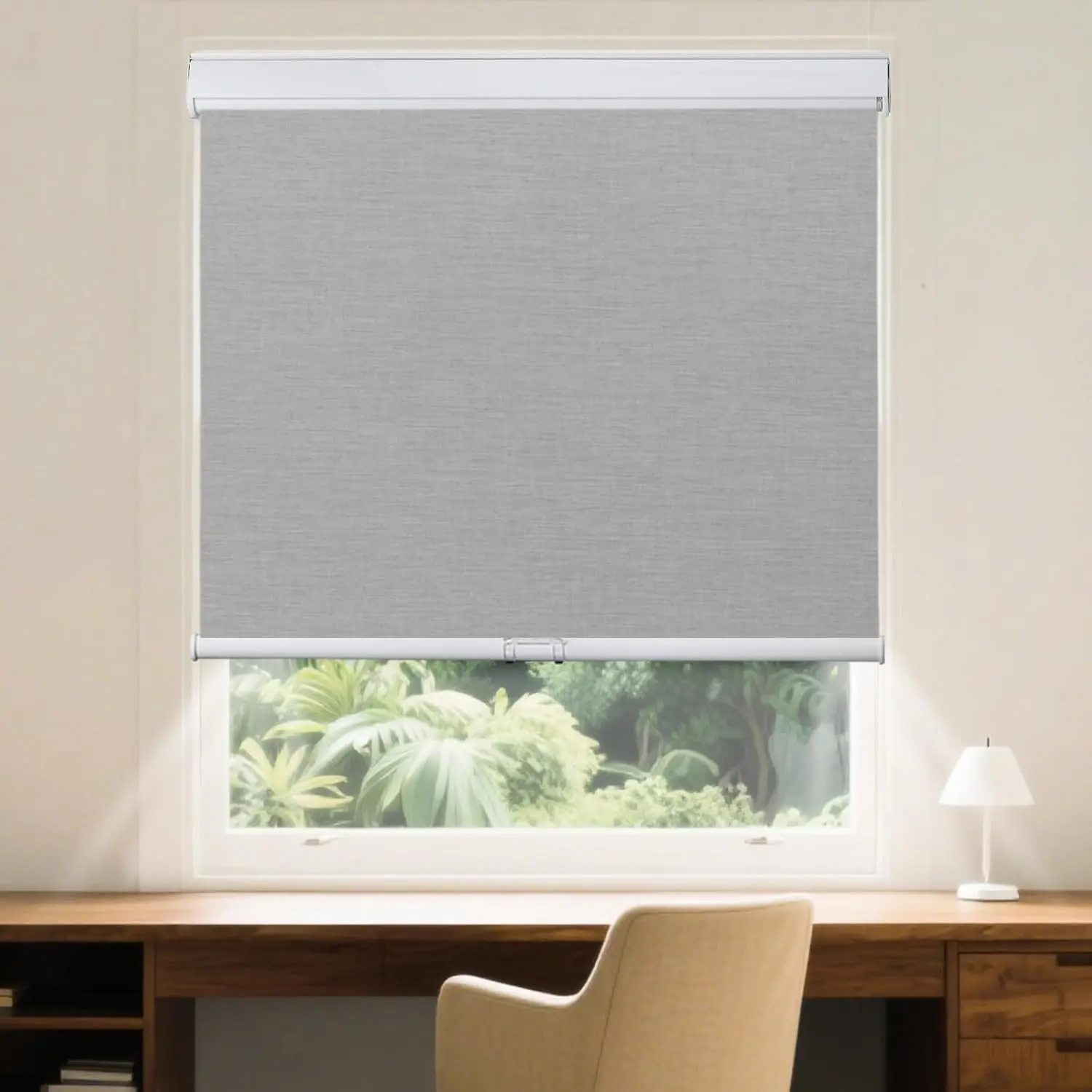 Roller Window Shades Free-Stop Cordless Blackout Blinds, Thermal Insulated Pull Down Shades for Windows, UV Protection Fabric Roller Blinds for Home Office (48" Wx72 H, Grey)