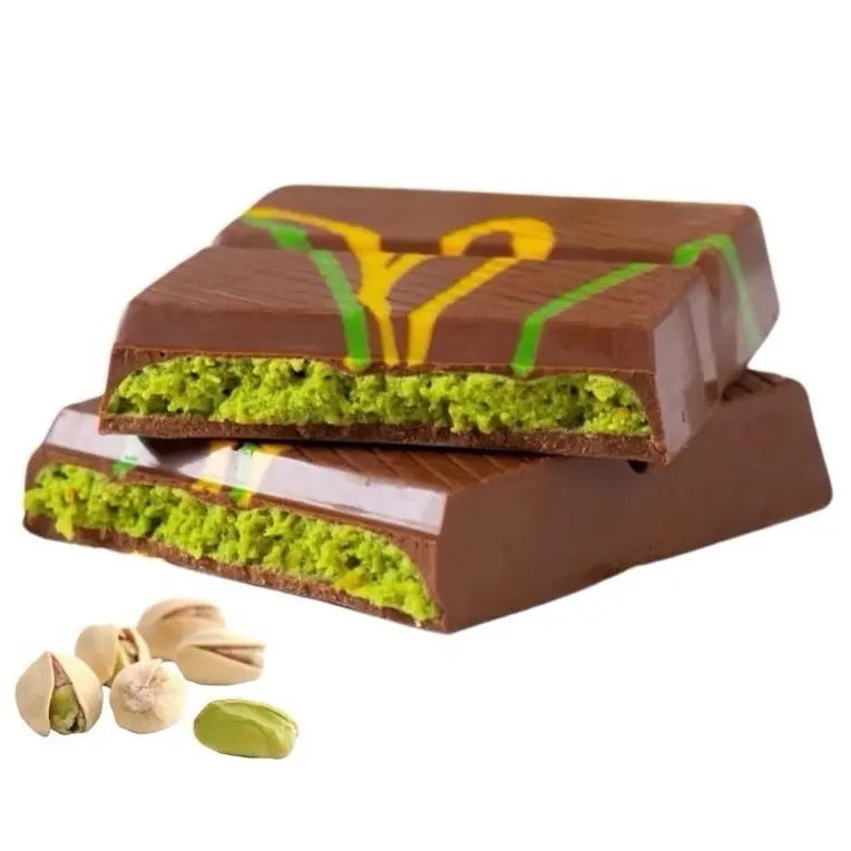 Dubai Chocolate Bar with Kadayif and Pistachio Cream - Knafeh Chocolate Dessert Snack chocolates Milk Sugar Bonbon Cocoa outdoorfun