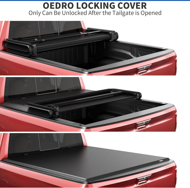 OEDRO Upgraded Soft Tri-fold Truck Bed Tonneau Cover On Top Compatible with 2009-2014 Ford F150 F-150 with 5.5ft Bed