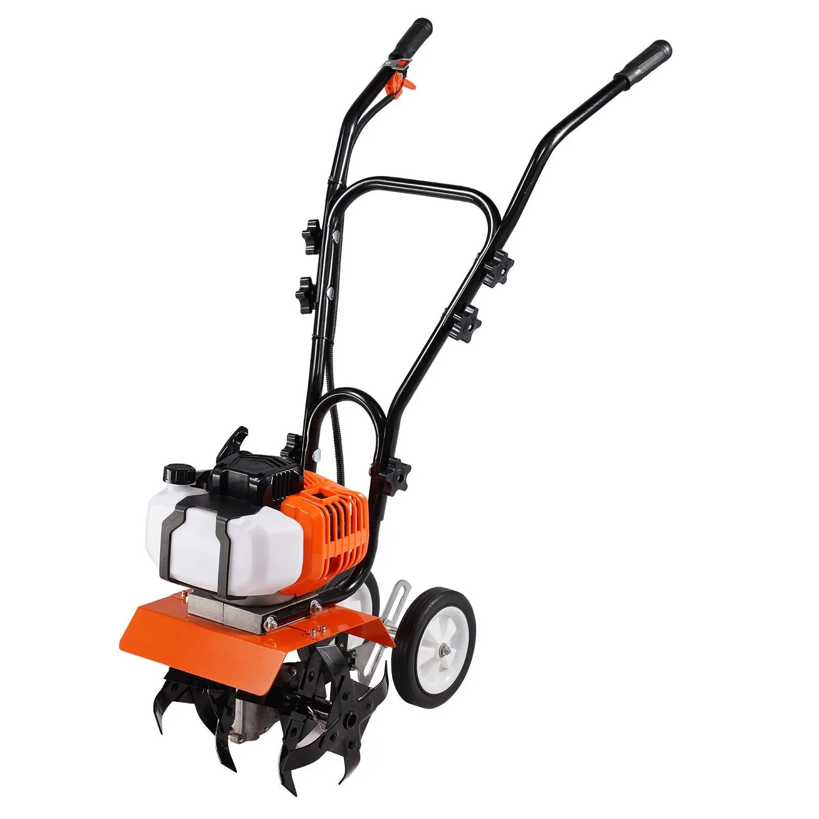 【summerfinds】VEVOR 43CC 2-Stroke Gas Powered Tiller Cultivator, Easy & Efficient Cord-Operated Model, Ergonomic Handle, 4 Adjustable Steel Front Tines, Father's Day Gift for Lawn & Garden Cultivation