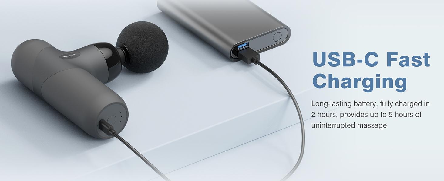 Portable Massage Gun, Rechargeable Percussion Mini Muscle Massager for Back, Neck, Shoulder, with 6 Massage Heads 4 Speeds, Christmas New Year Gift