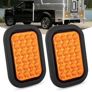 Nilight 5”x3” Rectangular Trailer Tail Lights, 2-Piece Amber 24 LED Illumination Turn Signal Lights with Flush Mount Grommets & Plugs, IP67 Waterproof for 12V Trucks, Trailers, RVs