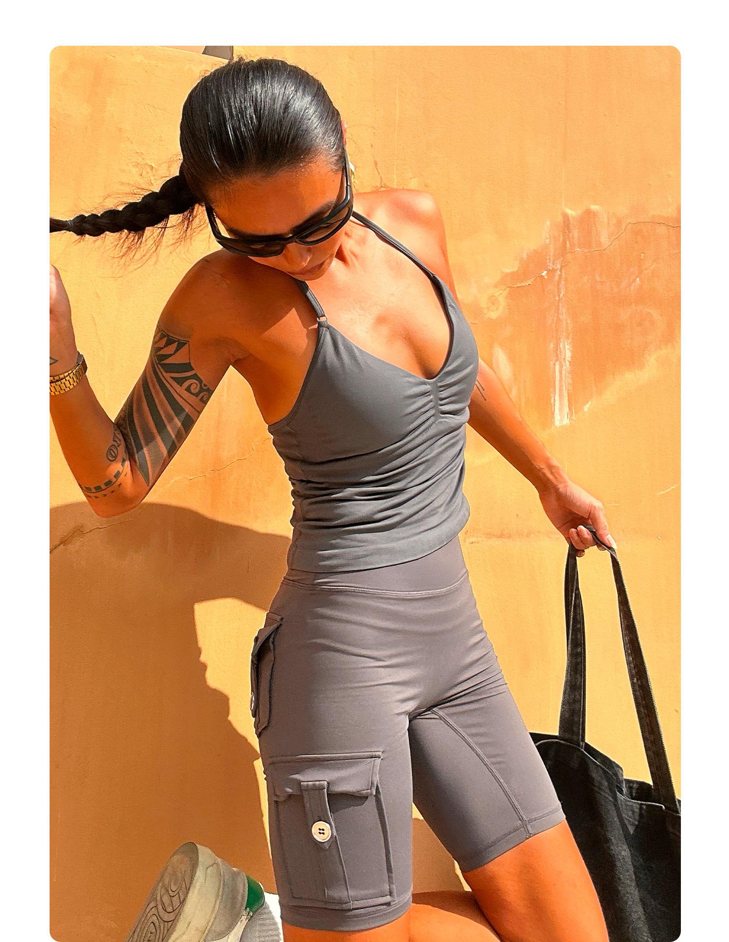 YEOREO SoftHue Impact Longline Strappy Top Women's Halter Workout Tank Tops Backless Gym Longline with Adjustable Strap SpringStatements