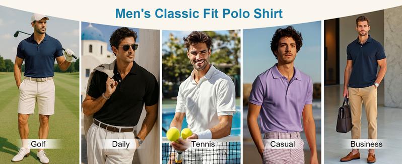 3-Pack Men's Polo Shirts – Soft Breathable Cotton, Comfortable Short Sleeve Casual Fit, Classic Collared Polo Shirts for Work, Golf, Travel & Everyday Wear