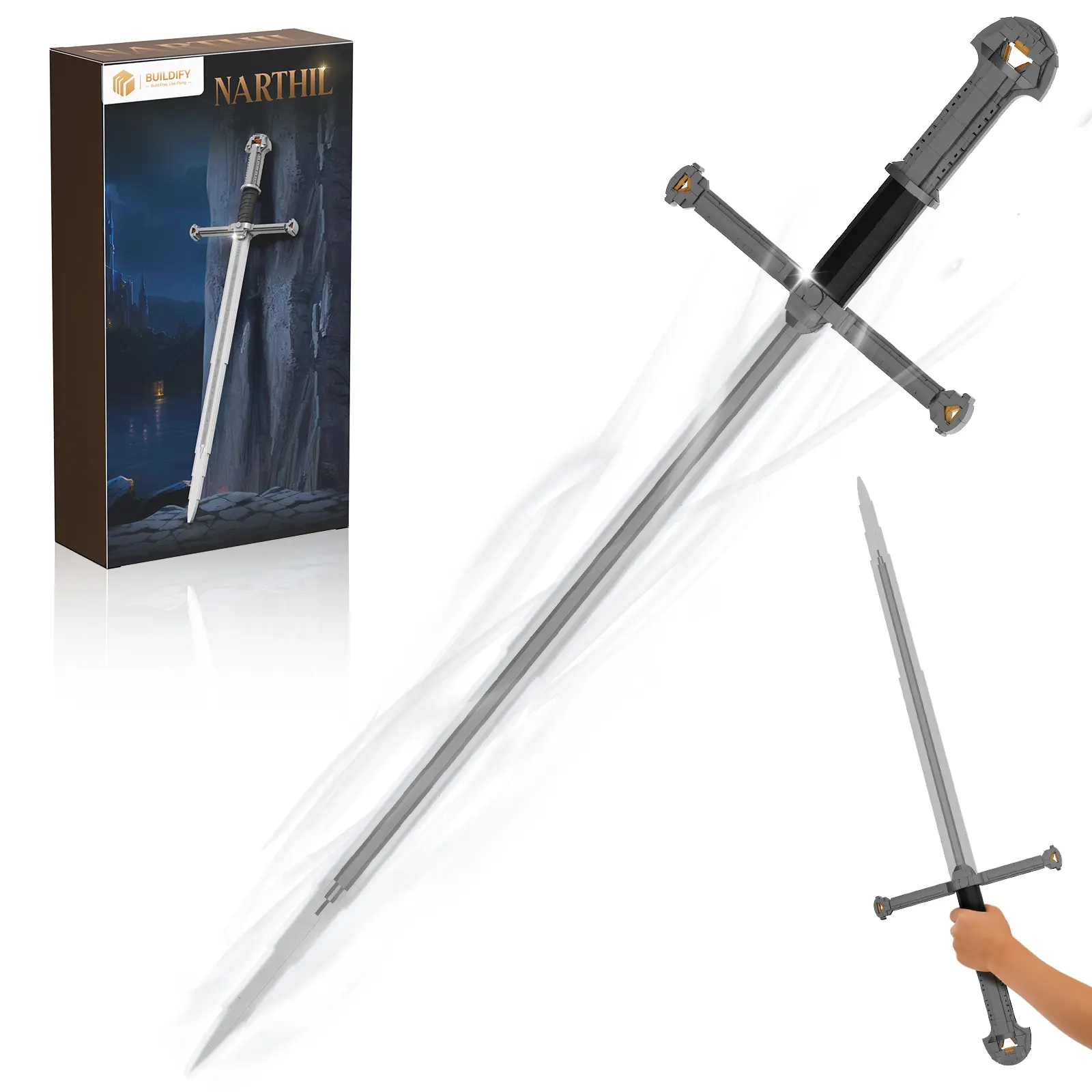 BUILDIFY Narthil 99024 Sword Building Set for Adults 521 PCS Collectible Model Anime-Style Cosplay Toy Fantasy Heroism Decor Ideal Gifts for Fans