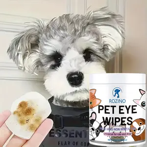ROZINO Pet Eye Wipes 150g 200 Pcs - Gentle Cleansing for Cats & Dogs, Non-Irritating, Reduces Redness & Odors, Soft Non-Woven Fabric