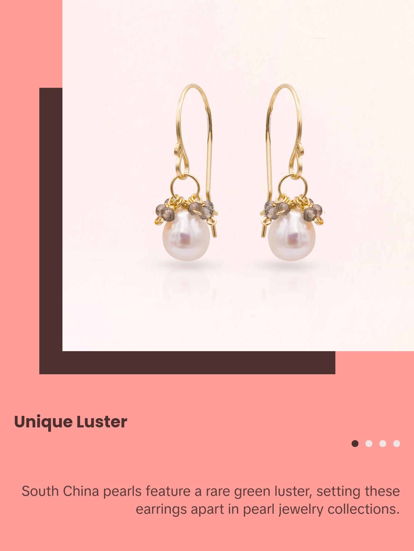 Pearl Earrings with Gemstone Cluster