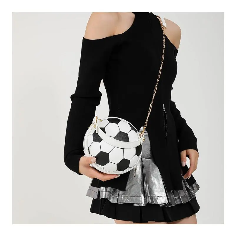 Personalized round ball bag, women's new western-style chain basketball bag, single shoulder crossbody bag, hand-held football bag Fashionable Plaid women mexican Retro Suede