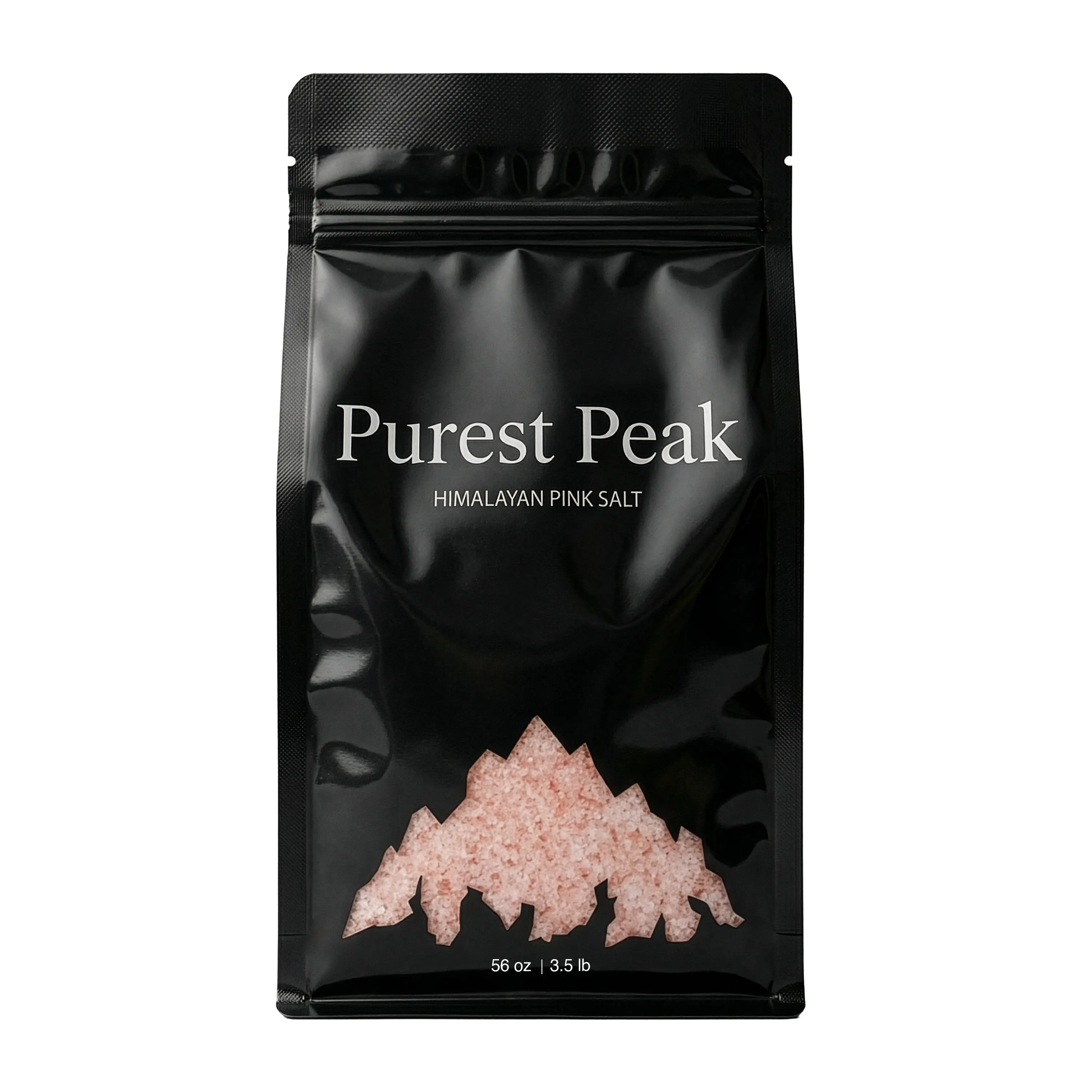 Purest Peak Himalayan Pink Salt, Fine Grain, Food Grade Natural Rock Salt, Gourmet Cooking & Seasoning Salt, Kosher, Vegan & Gluten Free, Resealable 3.5 lb Pouch