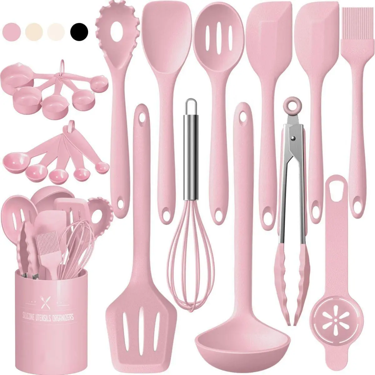 22Pcs Silicone Cooking Utensils Set, Heat Resistant Silicone Kitchen Spatulas Set with Holder, Cooking Gadgets Tools Set for Nonstick Cookware Steel Bpa