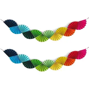 Banner Garland Fan-Shaped, Rainbow Colors Wall Decor Party Decorations for Birthday Wedding College Nurse Graduation Holiday New Year, Festive Supplies
