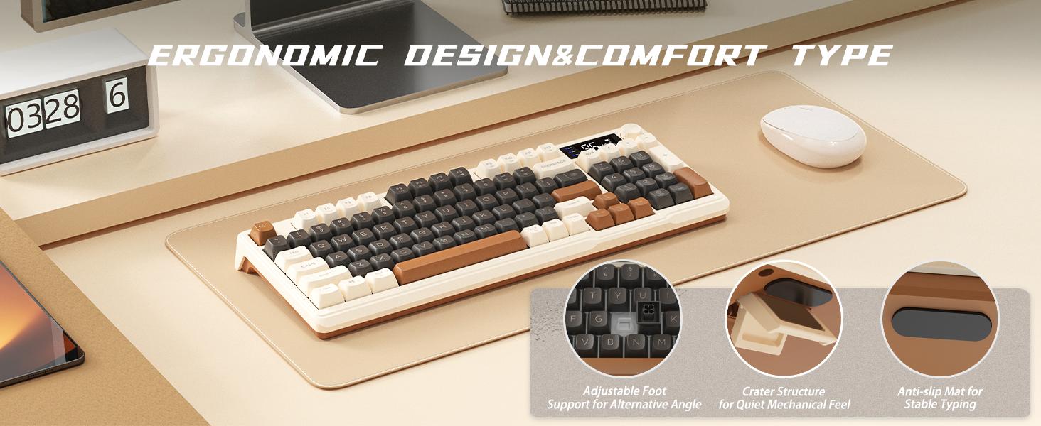 MAMBASNAKE×ZIYOU LANG M96 Wireless Keyboard Creamy Silent Membrane Keyboard with Rainbow Backlight Media Knob LCD Screen Dual Mode-Bluetooth/2.4Ghz,Ball Shape PBT Keycap 94 Key ANSI Layout for Win Mac PC Gamer