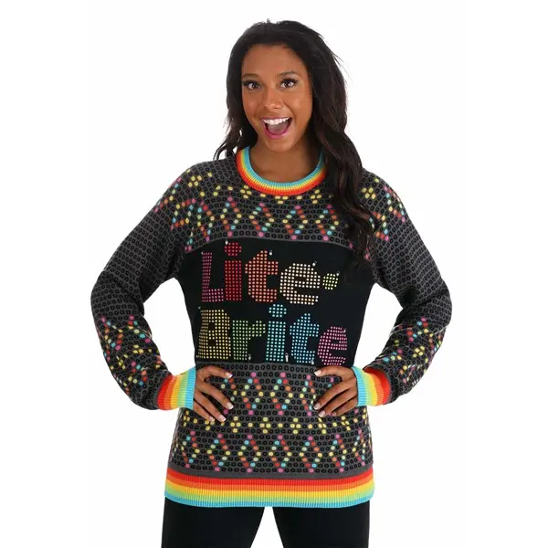 Hasbro Lite Brite Adult Men's Costume Top, Rainbow Flash Light Jersey for Special Occasions