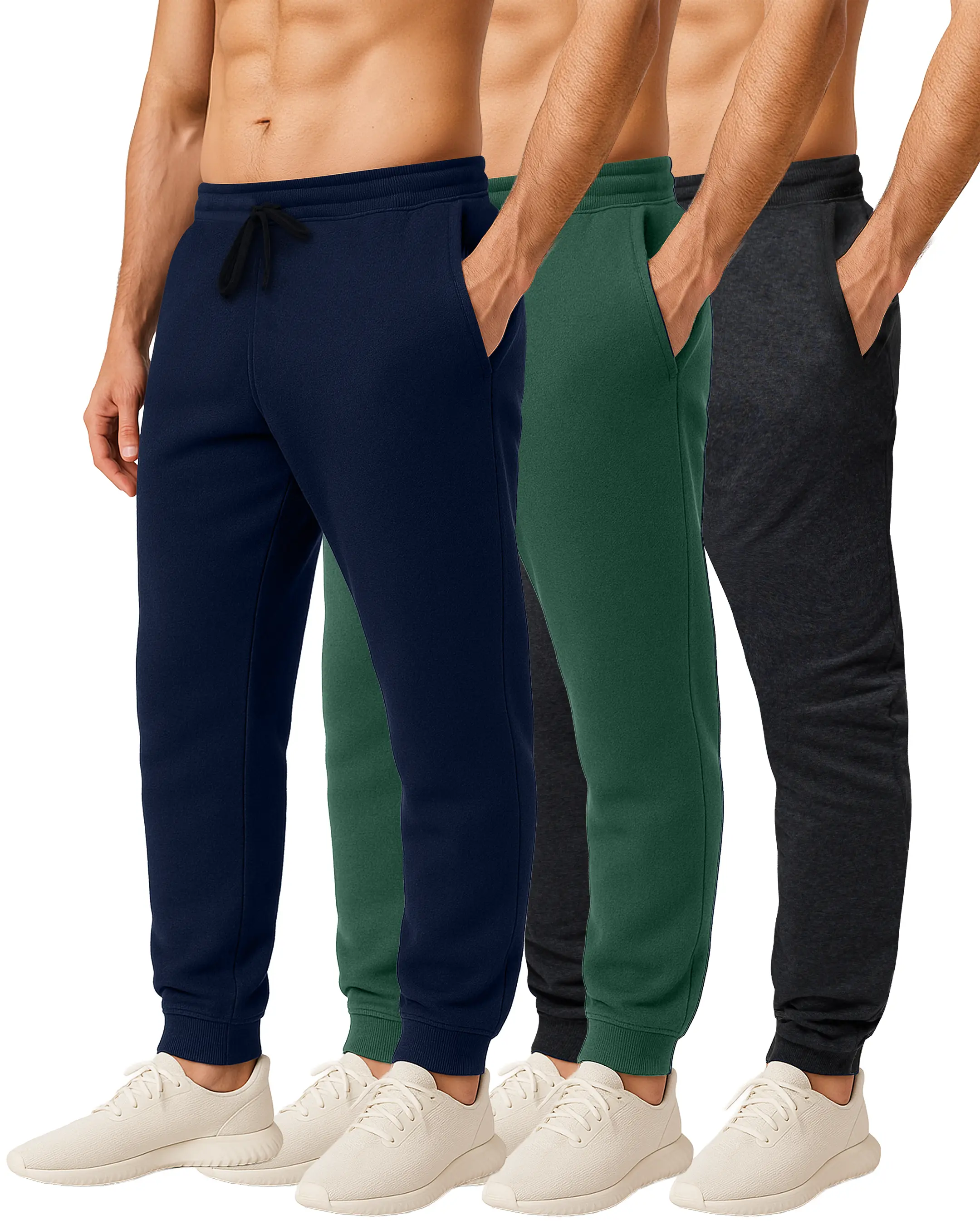 3 Pack Men's Sweatpants Cotton Fleece Joggers Workout Lounge Gym Pants