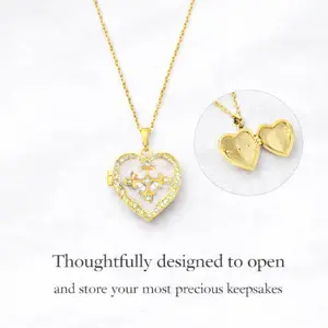 Gold Heart Locket Necklace – Openable Love Heart Pendant for Photo or Secret Message, Romantic Gift