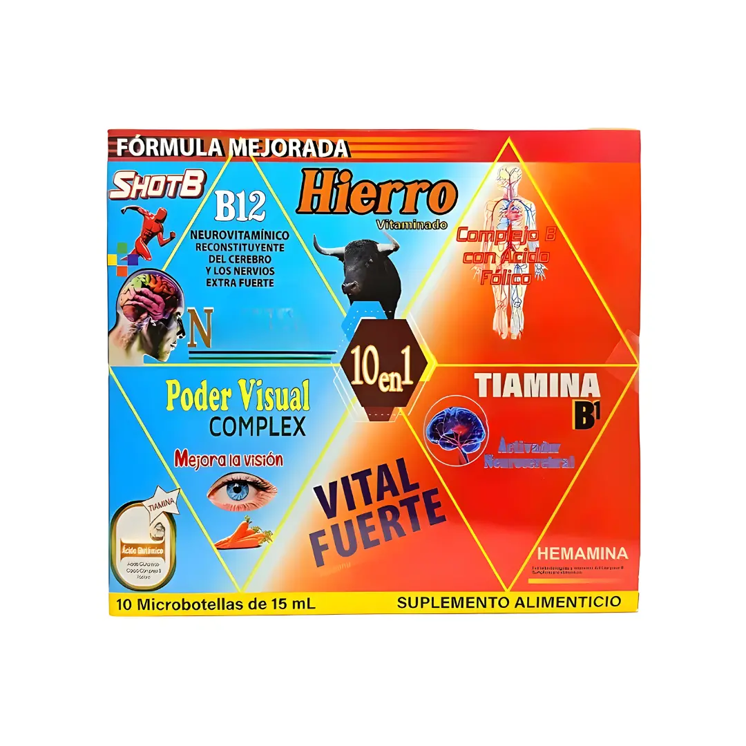 Hierro 10 en 1 Multivitamin, Blended Vitamin and Mineral Supplement for Health & Nutrition Support