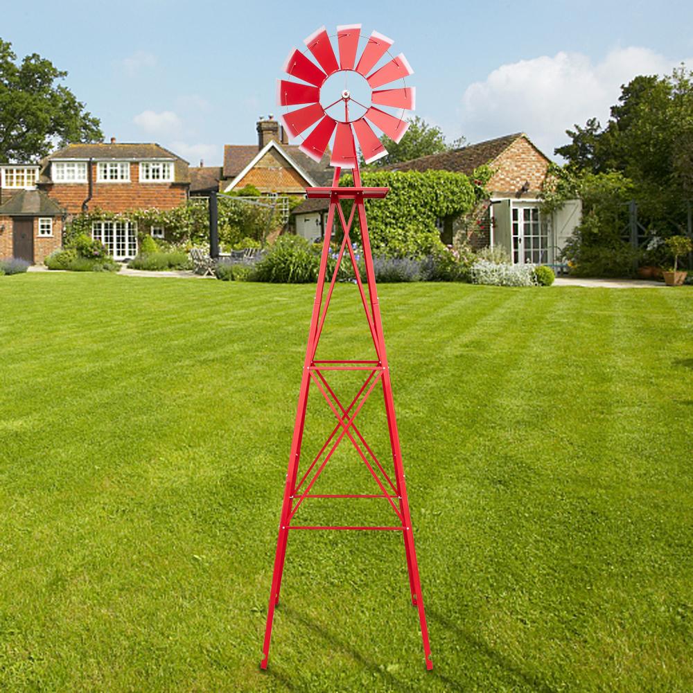 8ft Garden Windmill, Heavy Duty Durable Metal Weather Vane for Backyard, Ornamental Windmill for Yard Weather Resistant