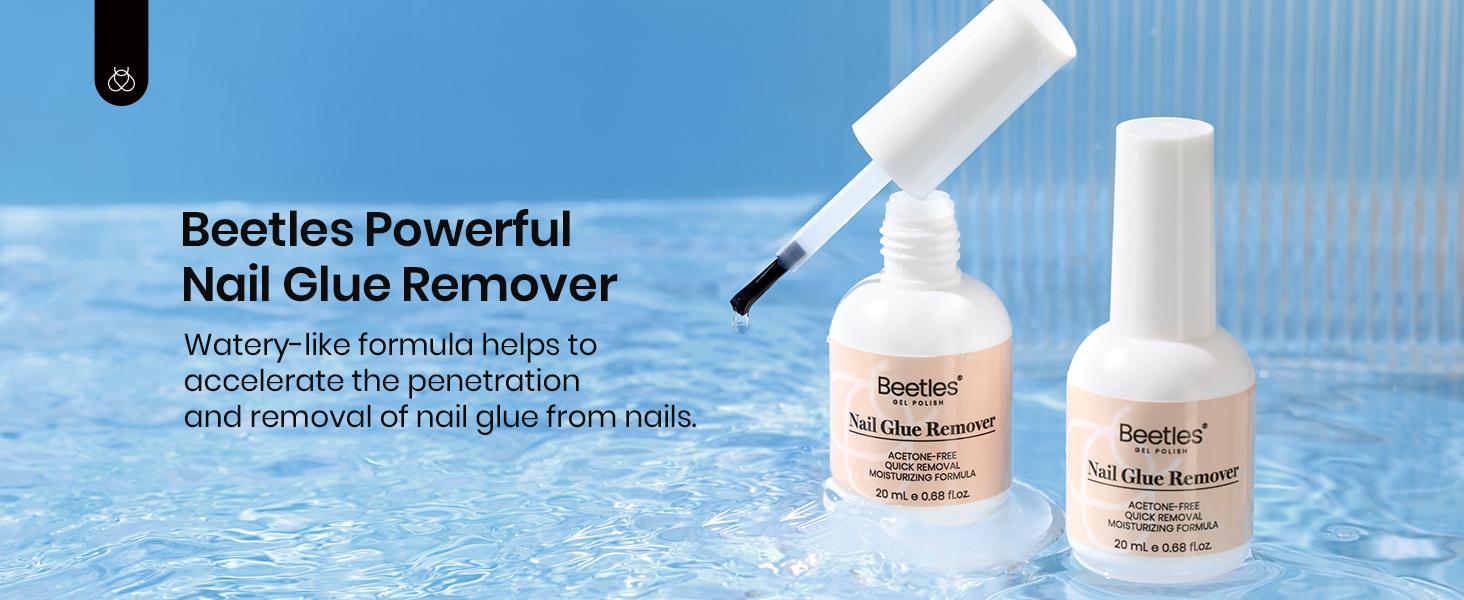 Beetles Nail Glue Remover -for Press on Nails air dry nail glue,Not for Uv Gel Glue or Gel Polish, False Nails Glue Remover for Fake Nail Tips Acrylics Nails Adhesive Includes Cuticle Pusher Fall Nail Halloween Nail Black Friday Winter Nail Christmas Gift