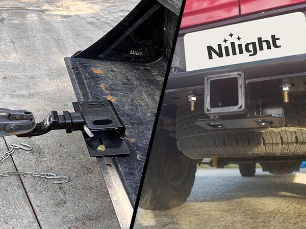 Nilight Step Hitch Bumper Mount 2 Inch Receiver Bolt-On Bike Hitch Receiver Tube Trailer Truck RV Cargo Receiver Hitch 5000 Lbs Powder Coated