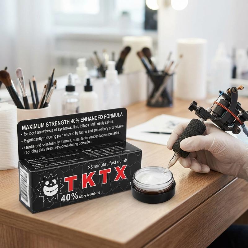 TKTX Tattoo Numbing Cream Maximum Strength 40% Enhanced Fast-Acting Topical Anesthetic – Pain Relief for Tattoos, Waxing & Laser Procedures